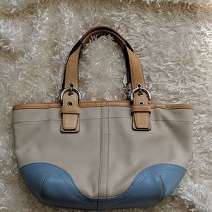 Darling Coach tan/ blue purse